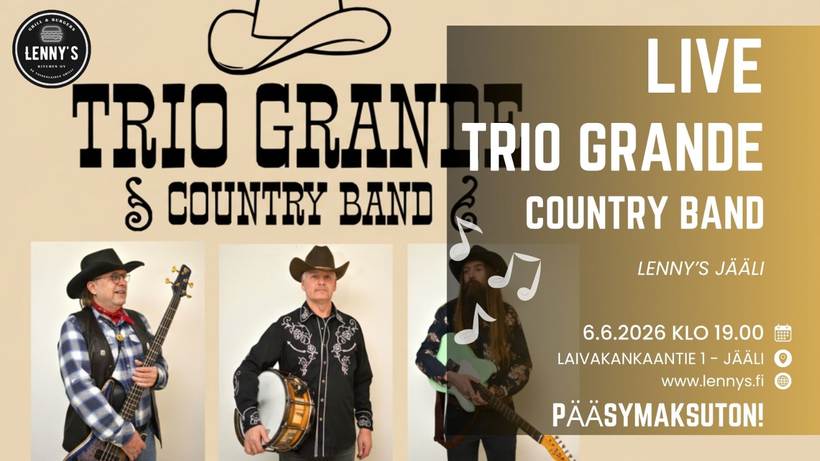 Trio Grande Country Band, event poster.