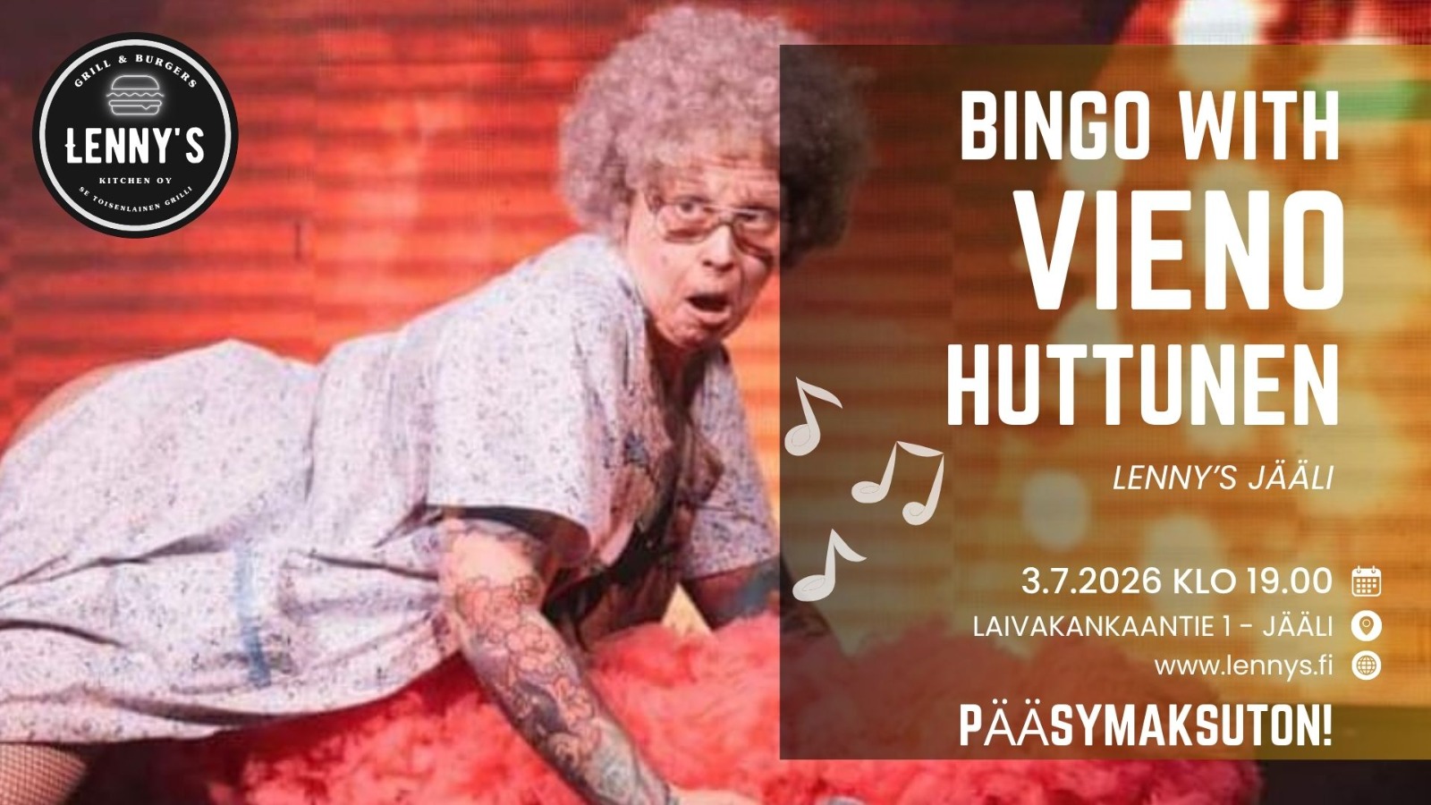 Bingo with Vieno Huttunen event poster.